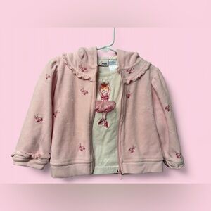 b.t. Kids 2T/2 — Vintage Pink Velour Ballerina Jacket + Tee Set (Read Details!)